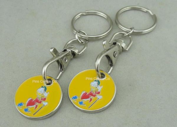 Die Casting Imitation Hard Enamel Token Trolley Coin Keyring 23*2mm