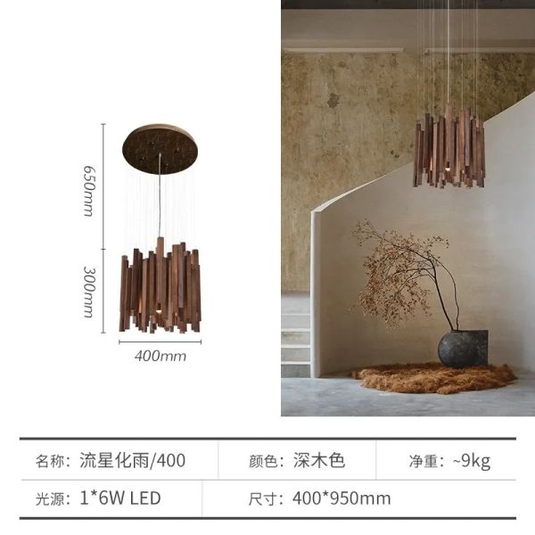 Dining Living Room Farmhouse Kitchen Table Solid Wood Led Pendant Chandelier Lamp Retro Wooden Hanging Chandelier (WH-VP-320)