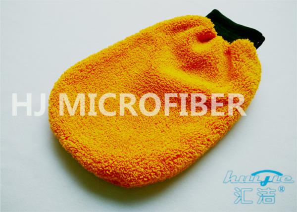 Orange Coral Fleece Microfiber Car Wash Mitt 80% Polyester 4.4 x 8.8