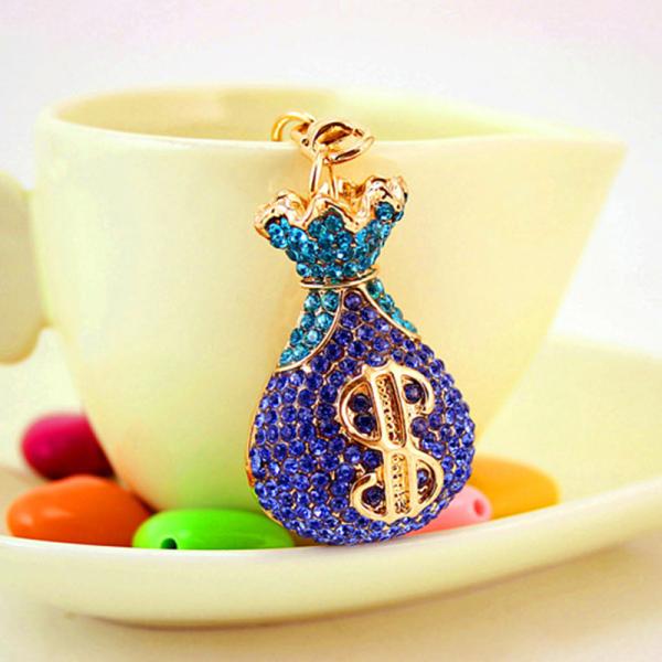 Money Bag Key Chain Ornaments Silk Screen Printing Diamond 50mm Wide