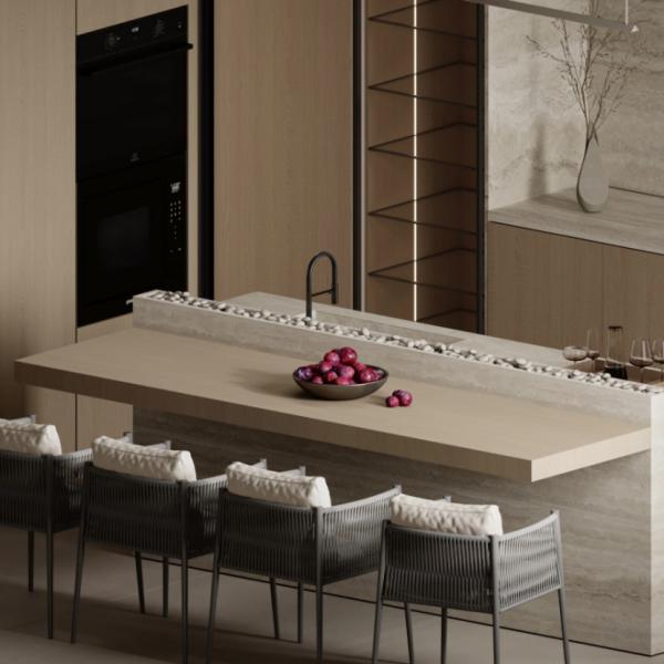 Kitchen Cabinet Supplier Handleless Wood Veneer Kitchen Cabinet