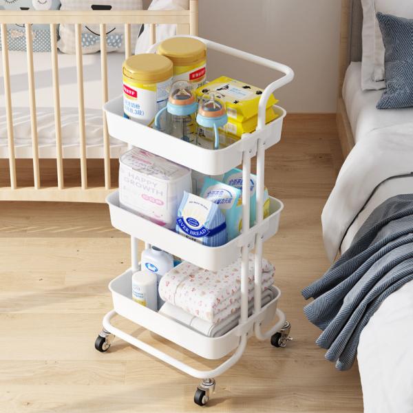 Anti Abrasion Three Tier Storage Trolley , H74cm Bathroom Storage Trolley