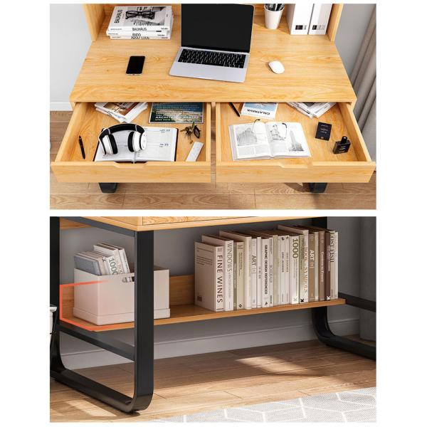 ISO9001/ISO14001 Certified Work Desk with Storage Shelves Modern Home Office Essential
