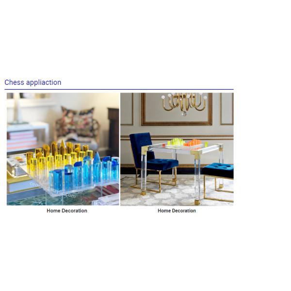 Custom Luxury Neon Blue Pink Elegant Acrylic Chess Game Board Set