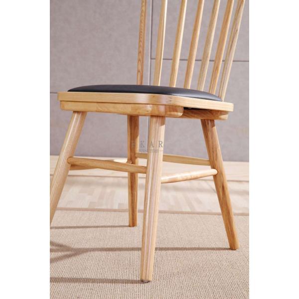 Pu Leather Ash Wooden Frame High Back European Upholstered Dining Chair
