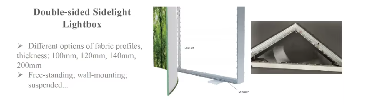Modern Two Side Backlit SEG Trade Show Wall Displays LED Light Box for Display Exhibition Stand