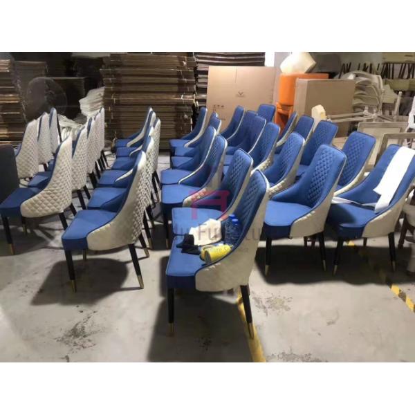 Custom Wood Restaurant Chairs Tufted Upholstered Micro Fiber Leather Armless Type High Back