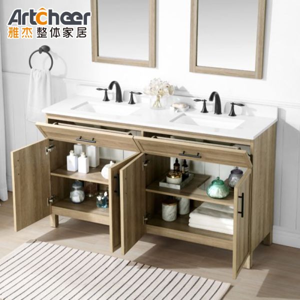 Contemporary Water Resistant Eco-Friendly Bathroom Vanity Combo with Marble Sink Table Top