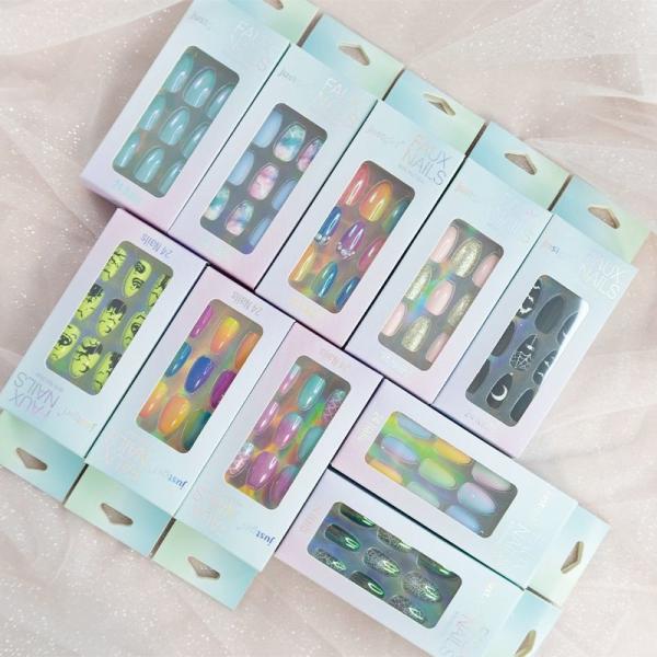 24pcs/Box Colorful Cute Press On Fake Nails Kids Fake Nails Easy Apply