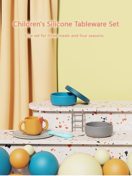 3 In 1 BPA Free Kids  Childrens Dinner Set Kids Baby Feeding Infant Plates And Bowls