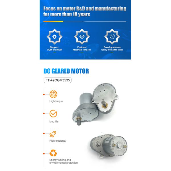 Futeng Factory Customized 3v 5v 6v 12v Mini Pear Shape Gear Motor 48mm Plastic Flat Gear Bldc Motors for Drill