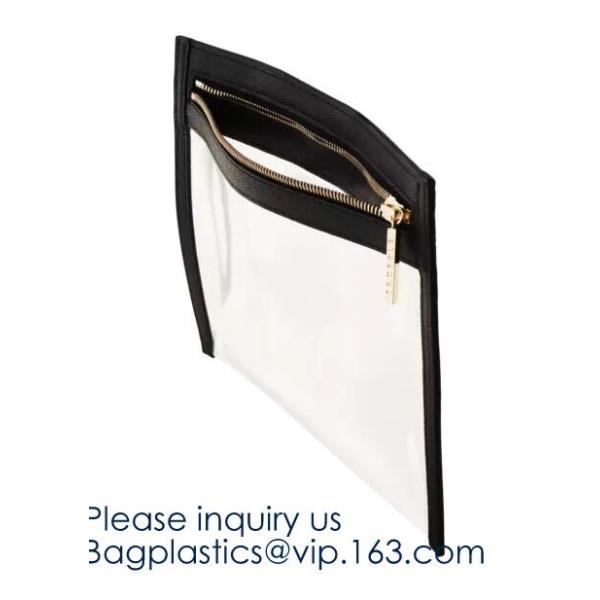 Promotional factory price portable Zip lockk clear holographic PVC cosmetic bag,Eco-friendly heat seal frosted plastic PVC