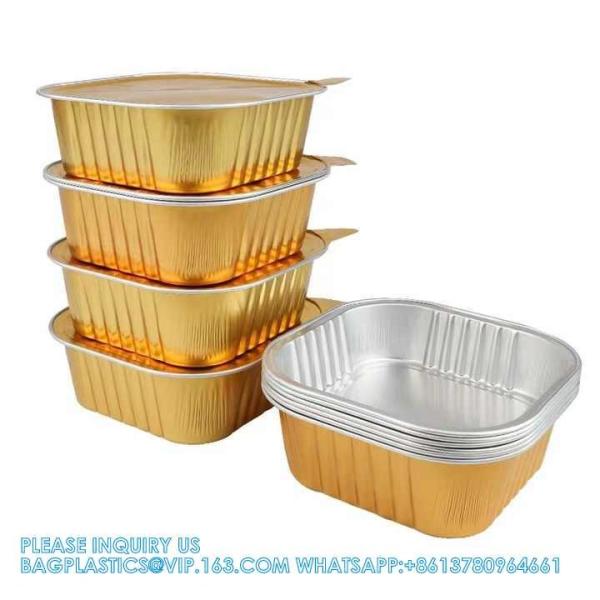180mm Diameter 1200ml Food Packaging Disposable Tin Foil Dishes Aluminium Foil Container Tray With Lid