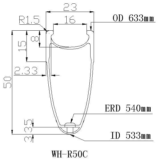 100% Hand built cheap 3K/MATT Wheel 50mm*23mm 700c full carbon rim clincher road bike Rims