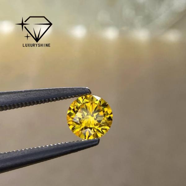 LuxuryShine VVS2/VS1 Lab Grown Diamond Fancy Vivid Yellow Rund Shape Loose Diamonds With IGI Certificate Customized jewelry