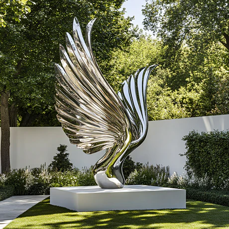 Custom Large-Scale Stainless Steel Wings Sculptures Manufacturer for Public Spaces