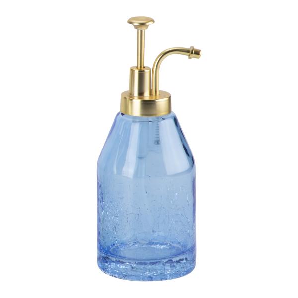 Round Glass Bath Soap Dispenser Crackle Pattern Shower Gel Dispensers With Apothecary Pump Head