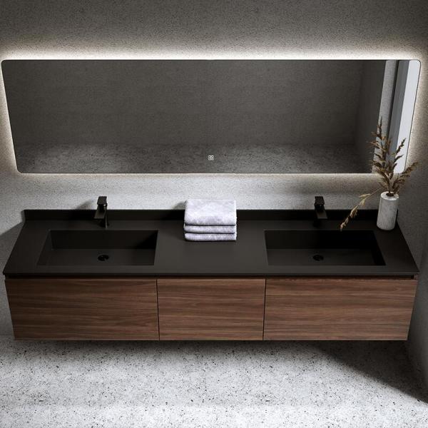 Modern Style Rectangle Double Sink Luxury Custom Apartment Bathroom Vanity