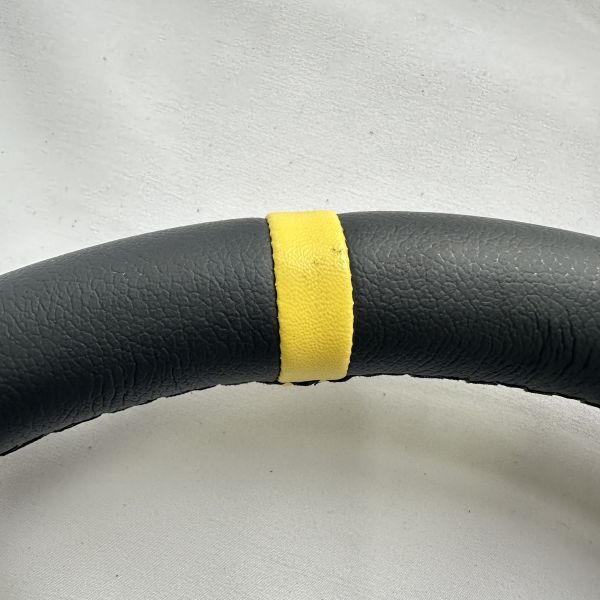 DELUXON 350mm Dia Racing Steering Wheel With 35mm Dish , Black Microfiber Leather , 5 MM 6061 Aluminum Alloy Black Spoke