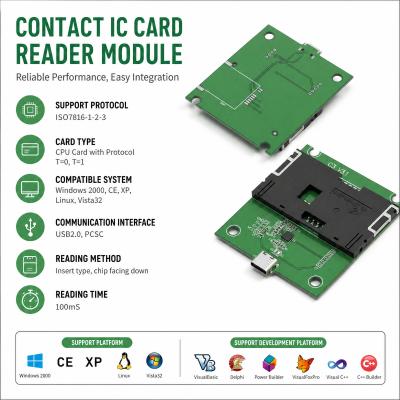 C3-DMP-00 Contact CPU Card Reader Module ISO7816 Protocol PCSC Standard IC Card