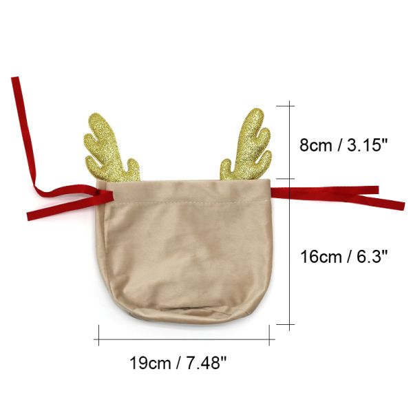 Customized DIY Drawstring Velet Sublimation Blank Christmas Gift Bags With Deer Ear Reusable Pouch For Candy