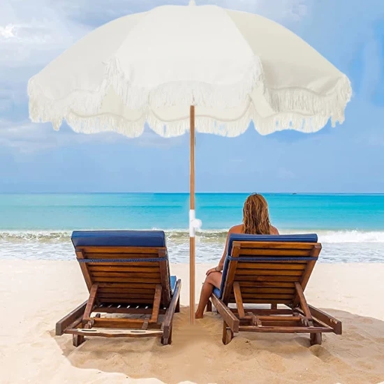 Tourist Attraction Must-Have Outdoor Tassel Beach Umbrella with Umbrellas Base