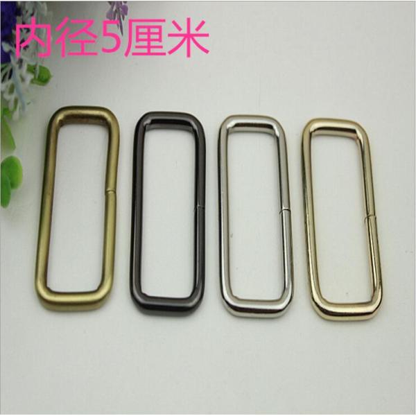 Wholesale 50 mm light gold metal wire iron square ring strap buckle for bags