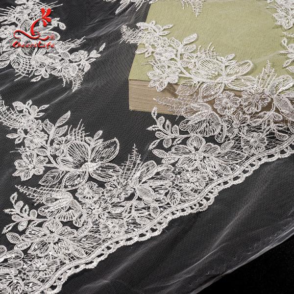 3D Floral Stretch Wedding Bridal Embroidered Tulle Lace Fabric By The Yard