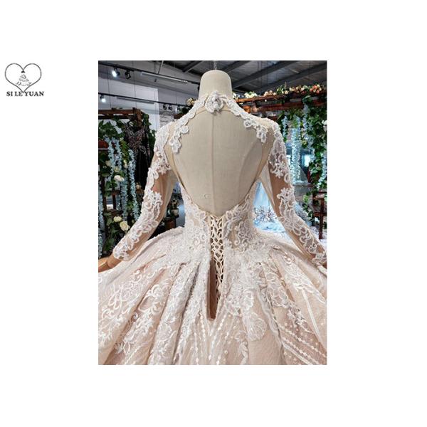 Irregular Ladies Bridal Dress , Beaded Ball Gown Wedding Dress Two Layer Trailing