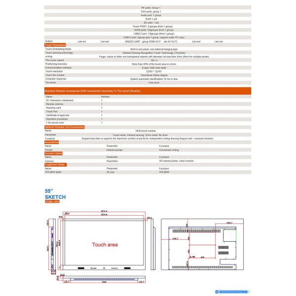 55 65 75 86 Inch 4K Smart Board with Camera Microphone Wireless Screen Share Interactive Whiteboard for Conference Room
