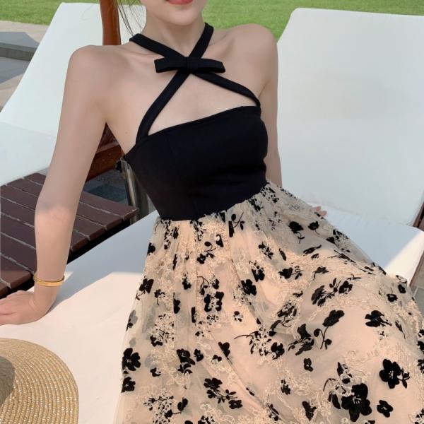 Halter Neck A Line Womens Vacation Dresses