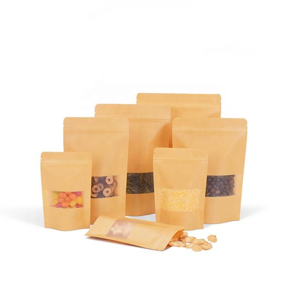 Food Grade Self-Sealing Resealable Tea Kraft Paper Bag Degradable Plastic Bag