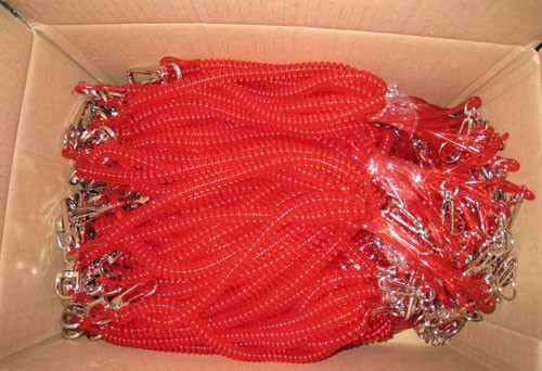 Metal hook spring stretchy coil keychain strap rope red tool lanyard flex leash cables