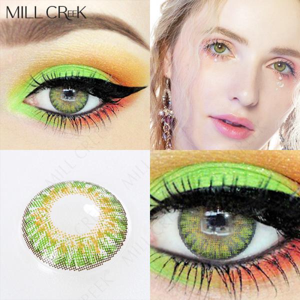 Изготовленные на заказ многоразовые покрашенные контактные линзы ежегодное 14mm оливки моря зеленые