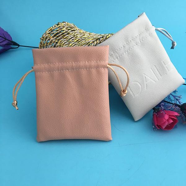 Lightweight Drawstring Jewelry Bag Pu Leather Hot Stamping With Long Lifespan