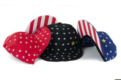 Flat Visor Snapback Baseball Caps With USA Stars Strips Patterns Adjustable Sizes