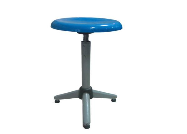 Blue Round Bar Stainless Steel Lab Furniture Movable Modern Lab Stool PU Cushion