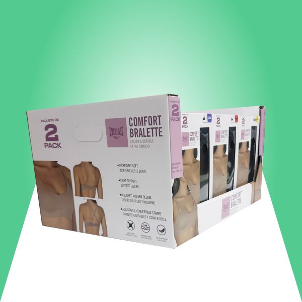 50 Units Per Carton Durable Cardboard PDQ Tray Display with 4 Trays Stacking Up and 80kgs Loading Capacity for Retail Merchandising