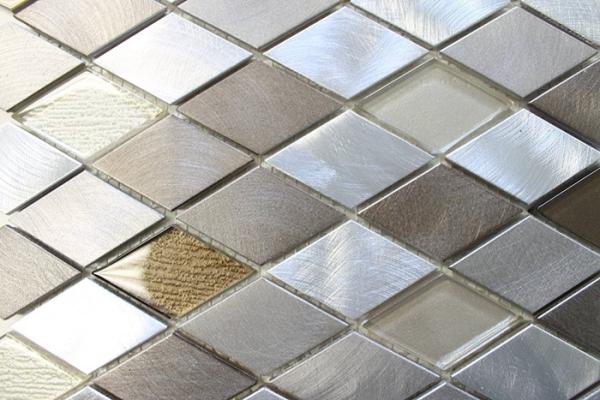 Diamond Shaped Backsplash Mosaic Glass Tile Sheets , Mosaic Glass Wall Tiles For Kitchen
