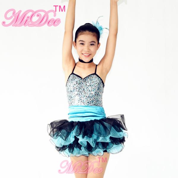 Endearing Dance Competition Wear Sweetheart Bodice Blue Short Dresses , Neck Collar Bodice Layered Frill Dress