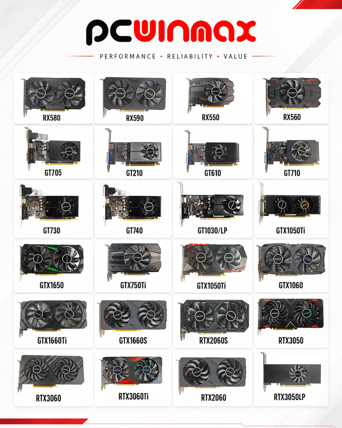 PCWINMAX Geforce GTX 1050 Ti 4GB GDDR5 128Bit Gaming Graphics Card with HD Output OEM/ODM In Stock for Desktop Computer