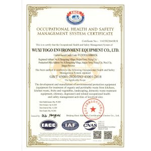 WuXi TOGO Environment Equipment Co., Ltd. Сертификации