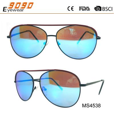 New sale style fashion metal sunglasses with blue mirror lens ,suitable for men and women