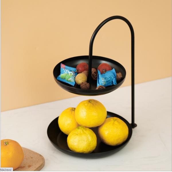 Anti Rust Double Tier 31cm Height Steel Fruit Basket