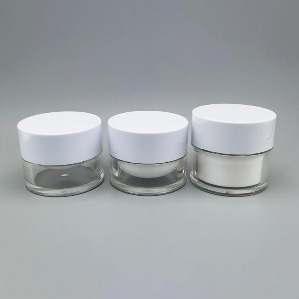 High End 15g 30g 50g Plastic Thick / Double Wall Cream Jar With ABS Cap For Face