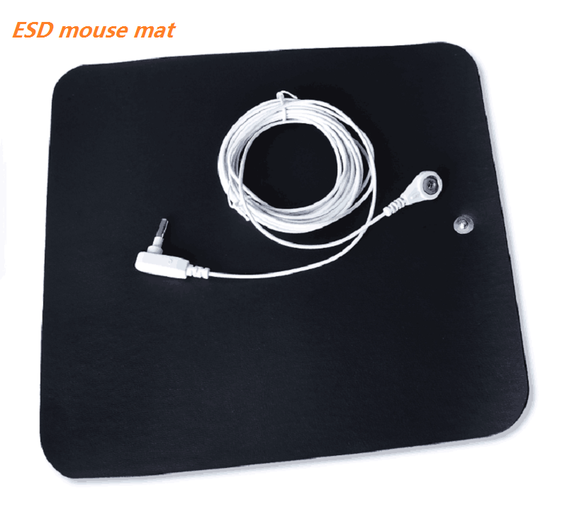China Factory ESD Grounding Pad Black Technology Earthed Conductive Mat 25*23cm Earthing Mouse Pad With 4.5meters Grounding Cord