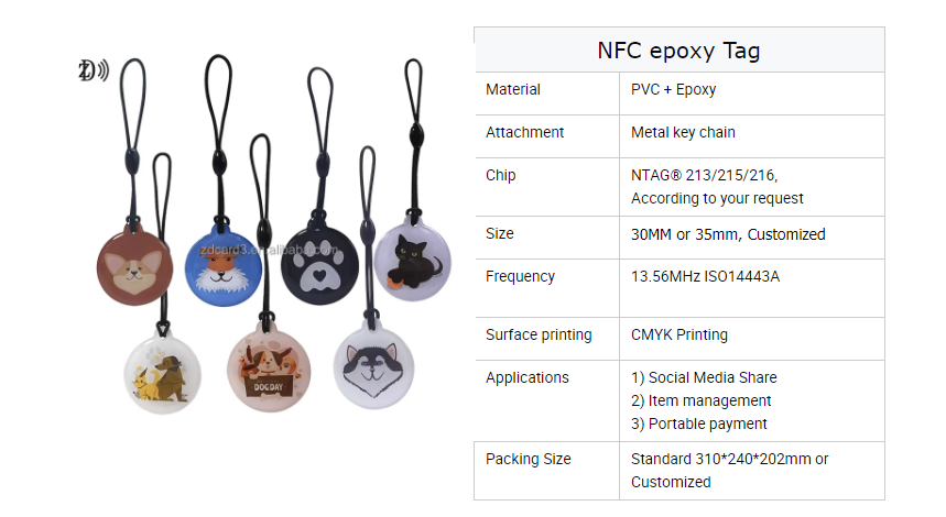 Custom 13.56MHz Programmable NTAG213 Smart Epoxy Keyfob Tags RFID Tag NFC Keychain