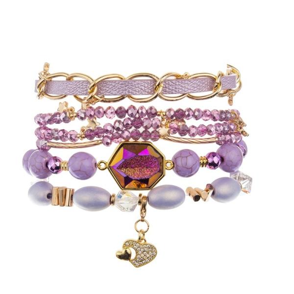 O grupo feito a mão Boho da joia do festival do surfista da hippie trançou a cor roxa romântica