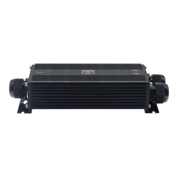 産業用ギガビットPoEエクステンダー90W、IP67防水、1入力2出力