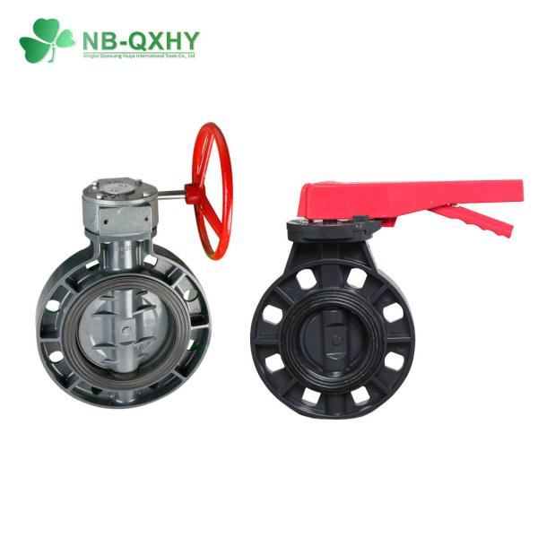 Válvula de borboleta de PVC padrão industrial DIN ANSI JIS para modo de condução manual